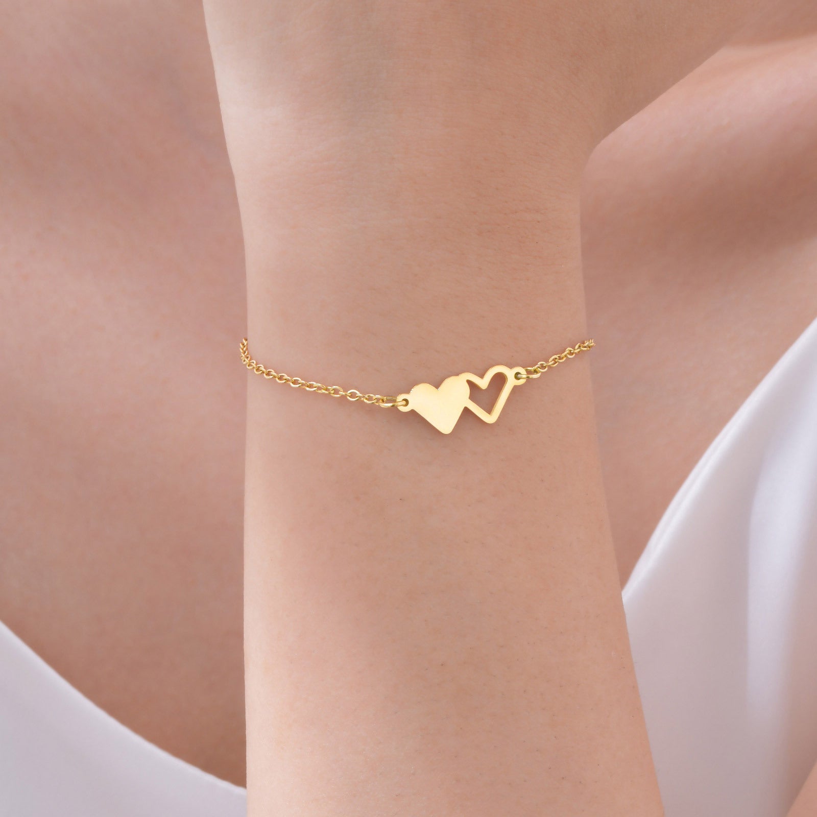 Double Heart Chain Bracelet