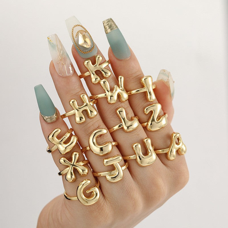 Chunky Gold Letter Ring