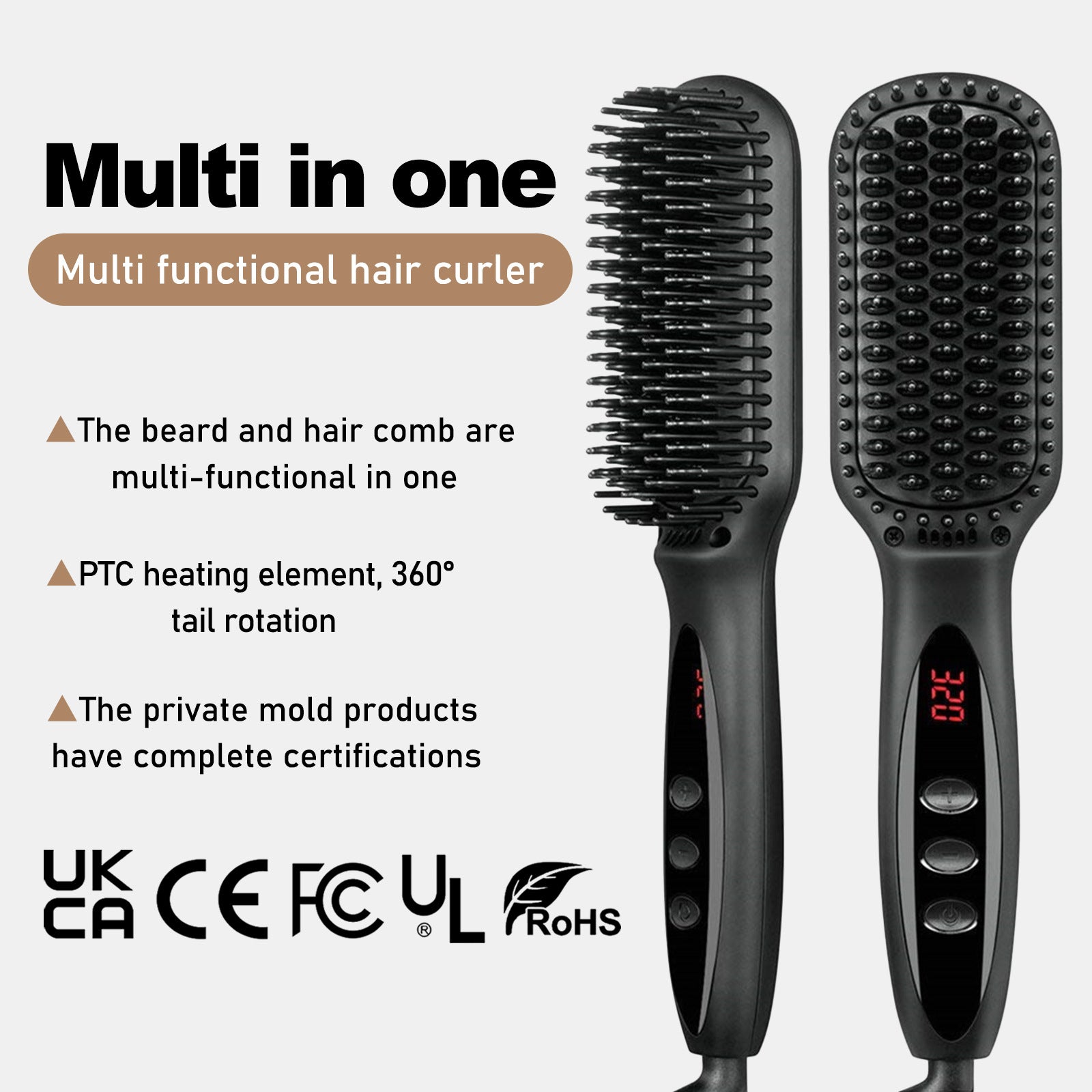 2-in-1 Hair Straightening Brush