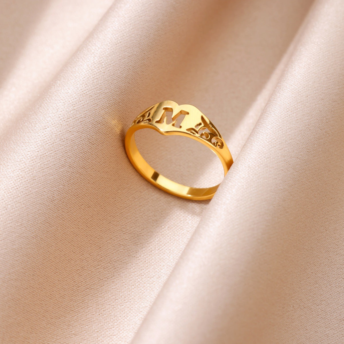 Heart Initial Cutout Ring