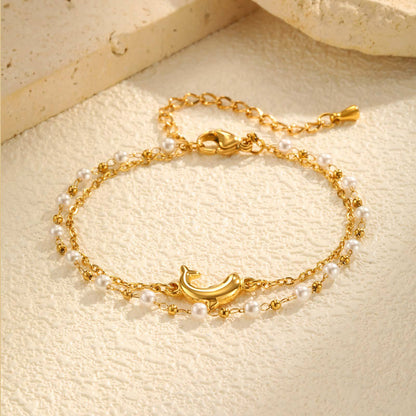 Double Chain Dolphin Bracelet