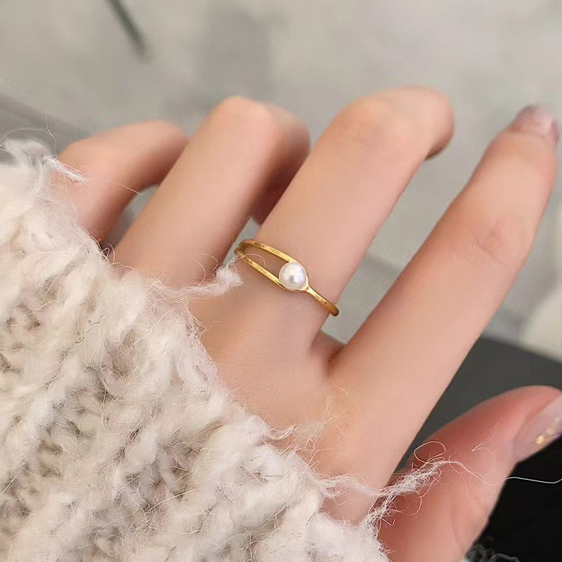 Open Band Pearl Ring
