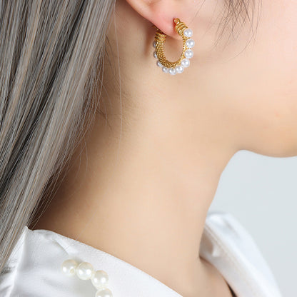 Regal Pearl Hoop Earrings