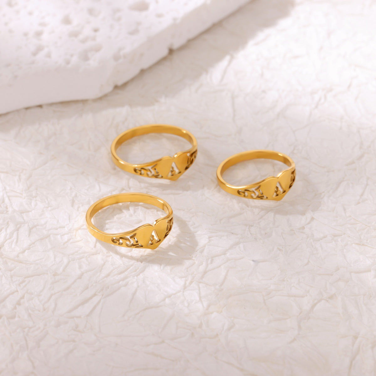 Heart Initial Cutout Ring