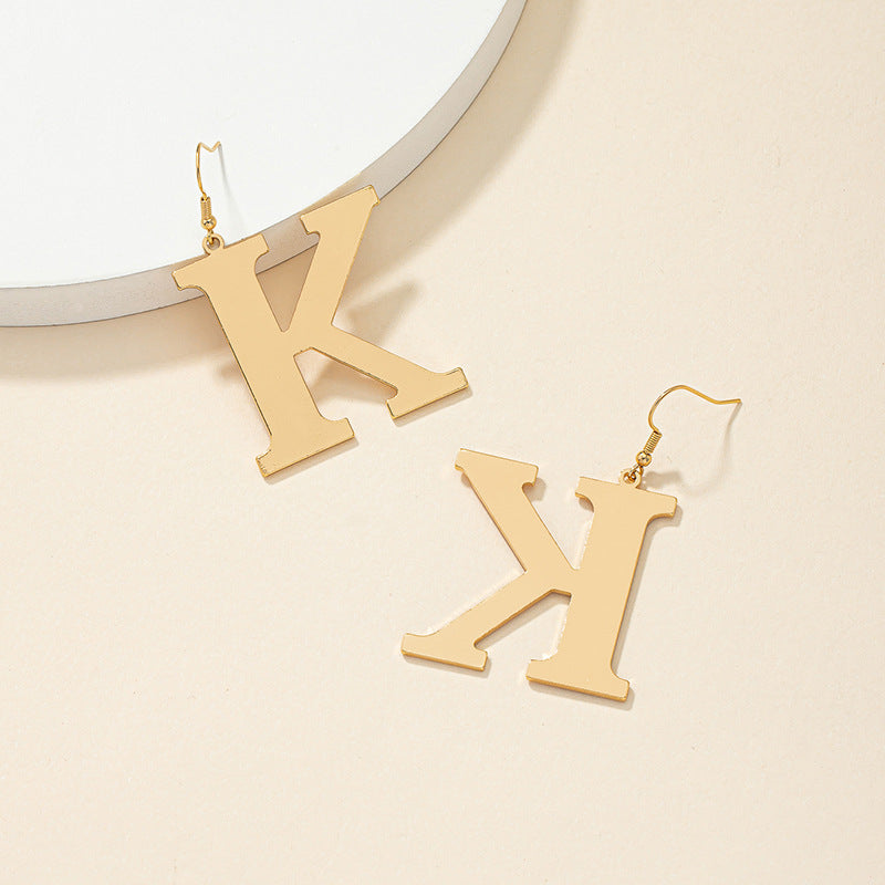 Large Gold Initial Drop Earrings