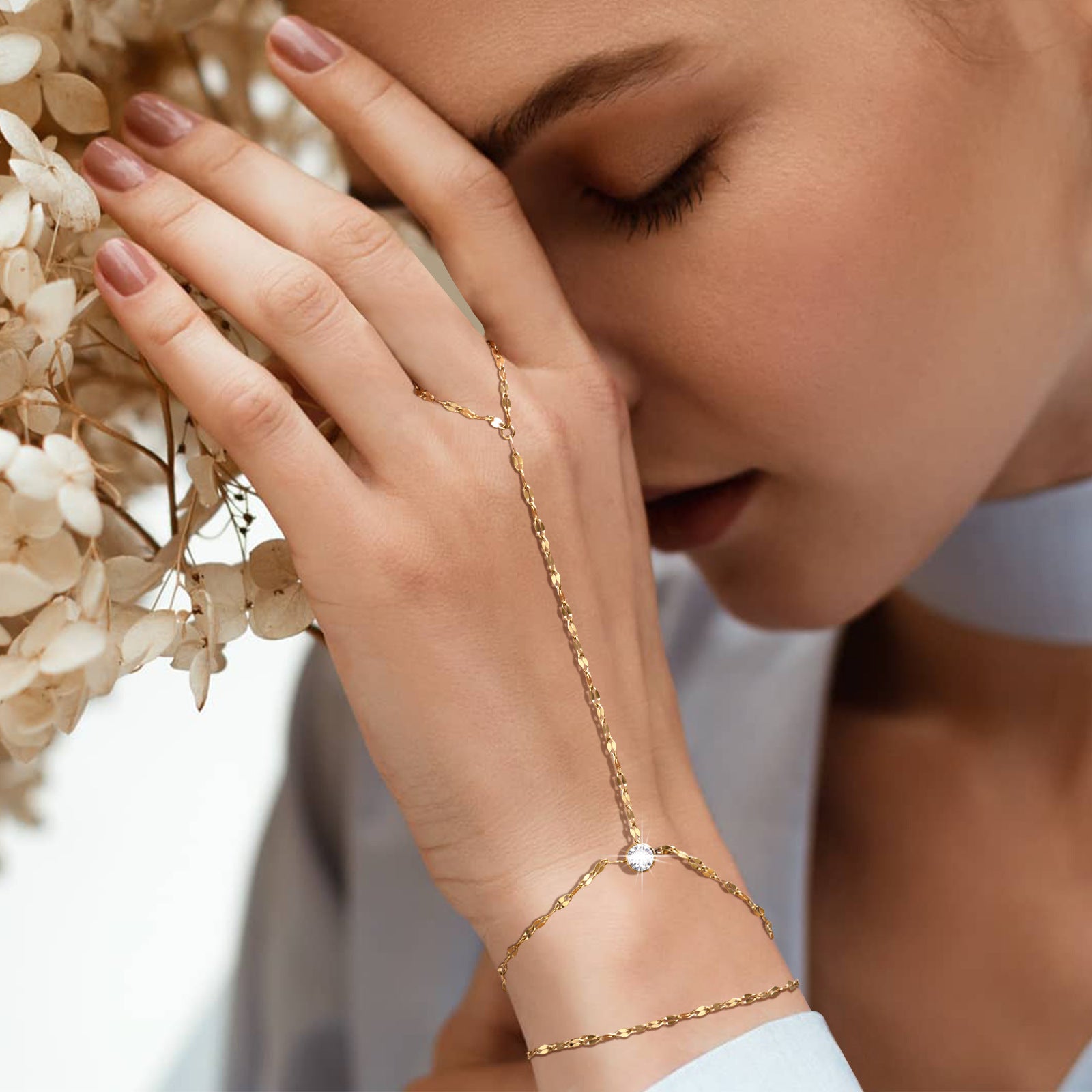 Gold Chain Hand Bracelet