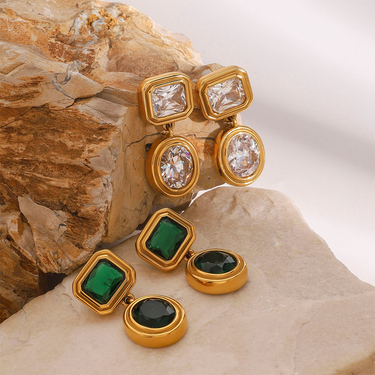 Emerald-Cut Drop Earrings