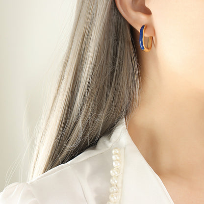 Color Enamel Hug Hoop Earrings