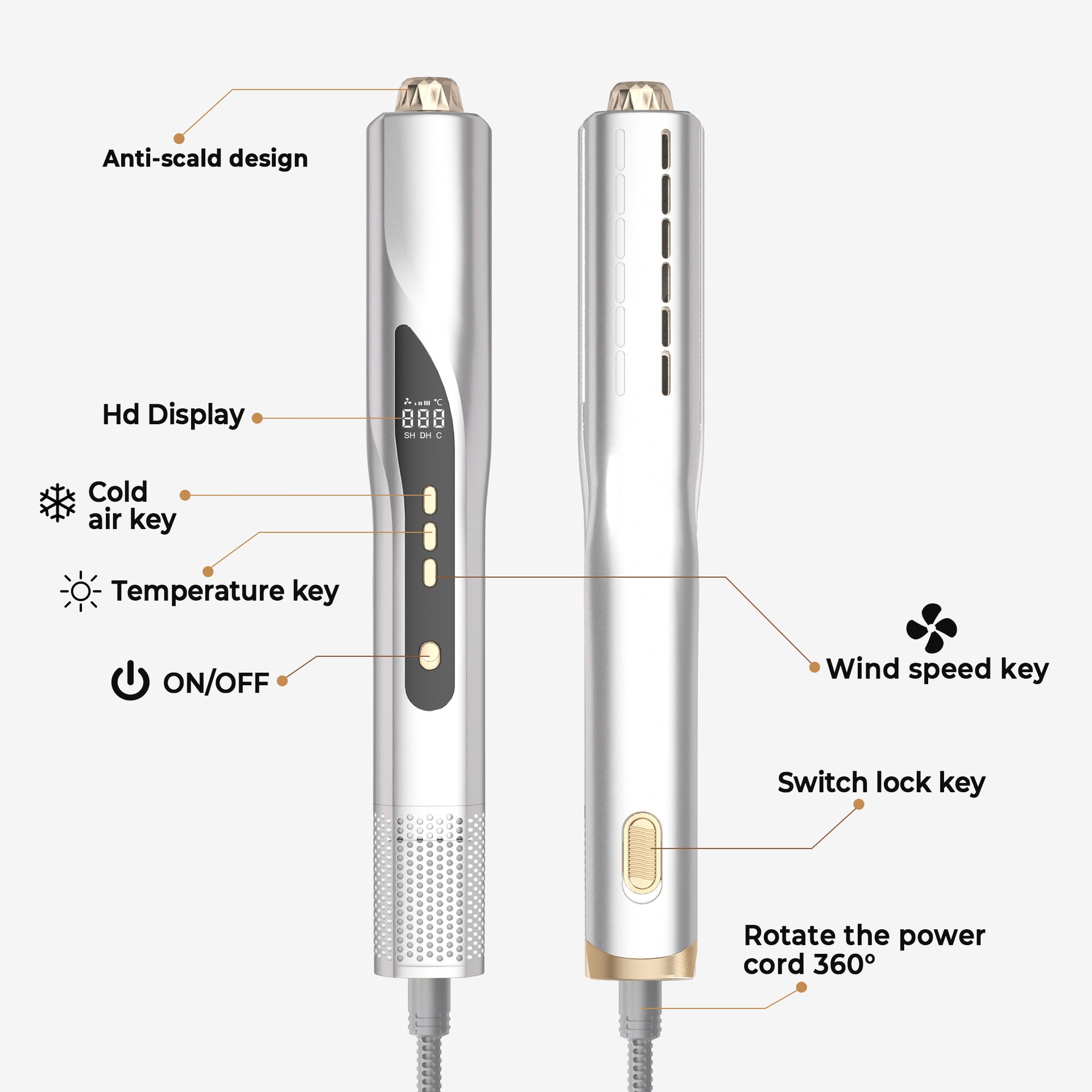 3-in-1 Hair Dryer Straightener