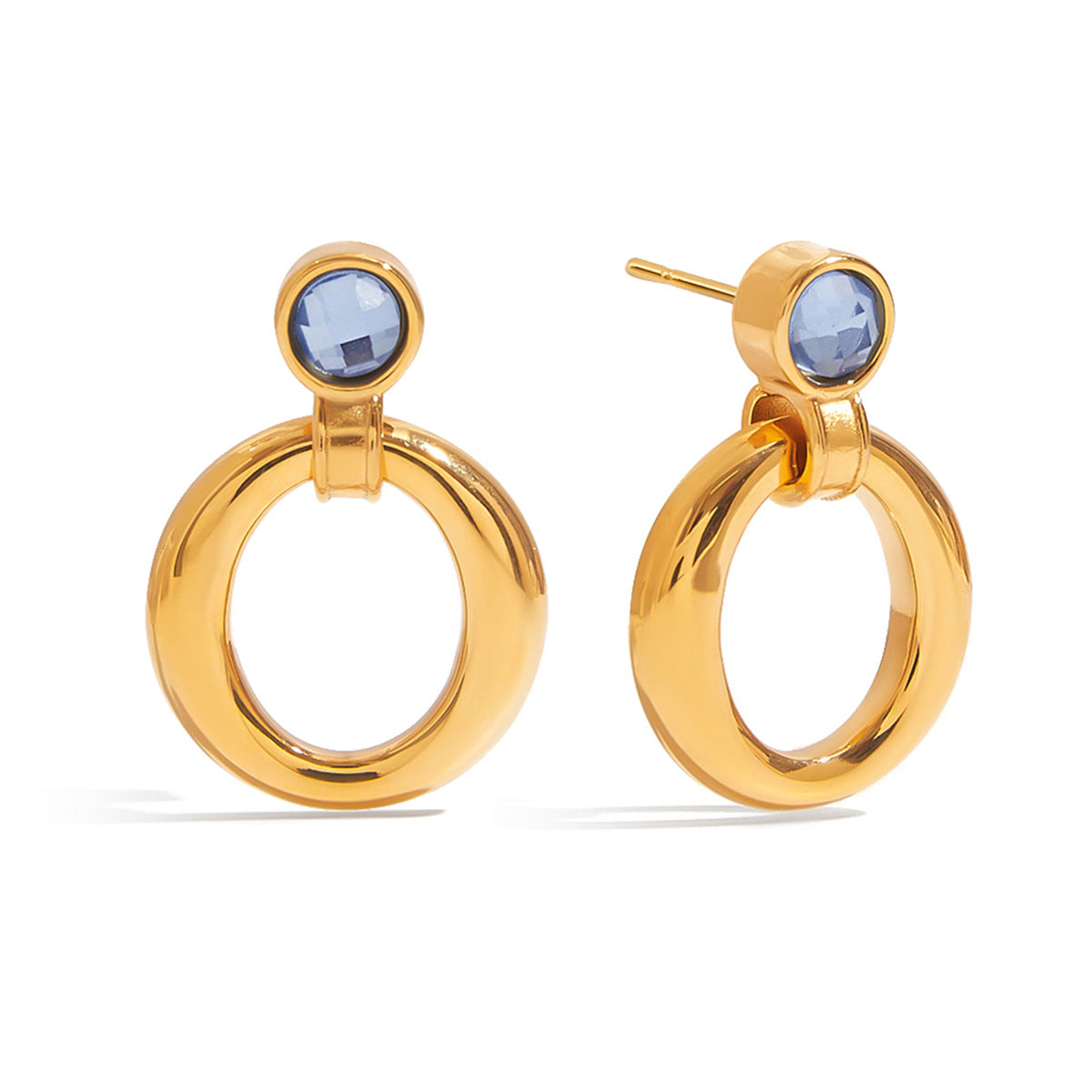 Blue Stone Hoop Earrings