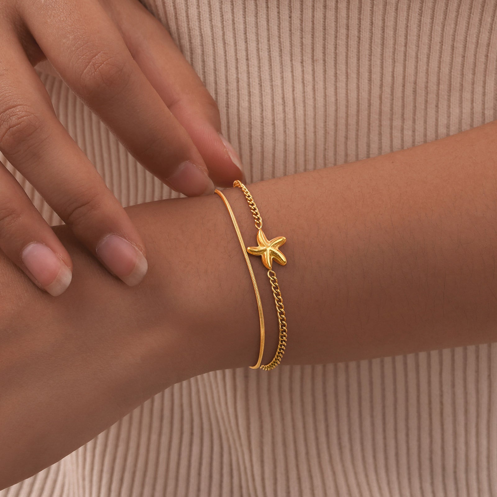 Starfish Double Chain Bracelet