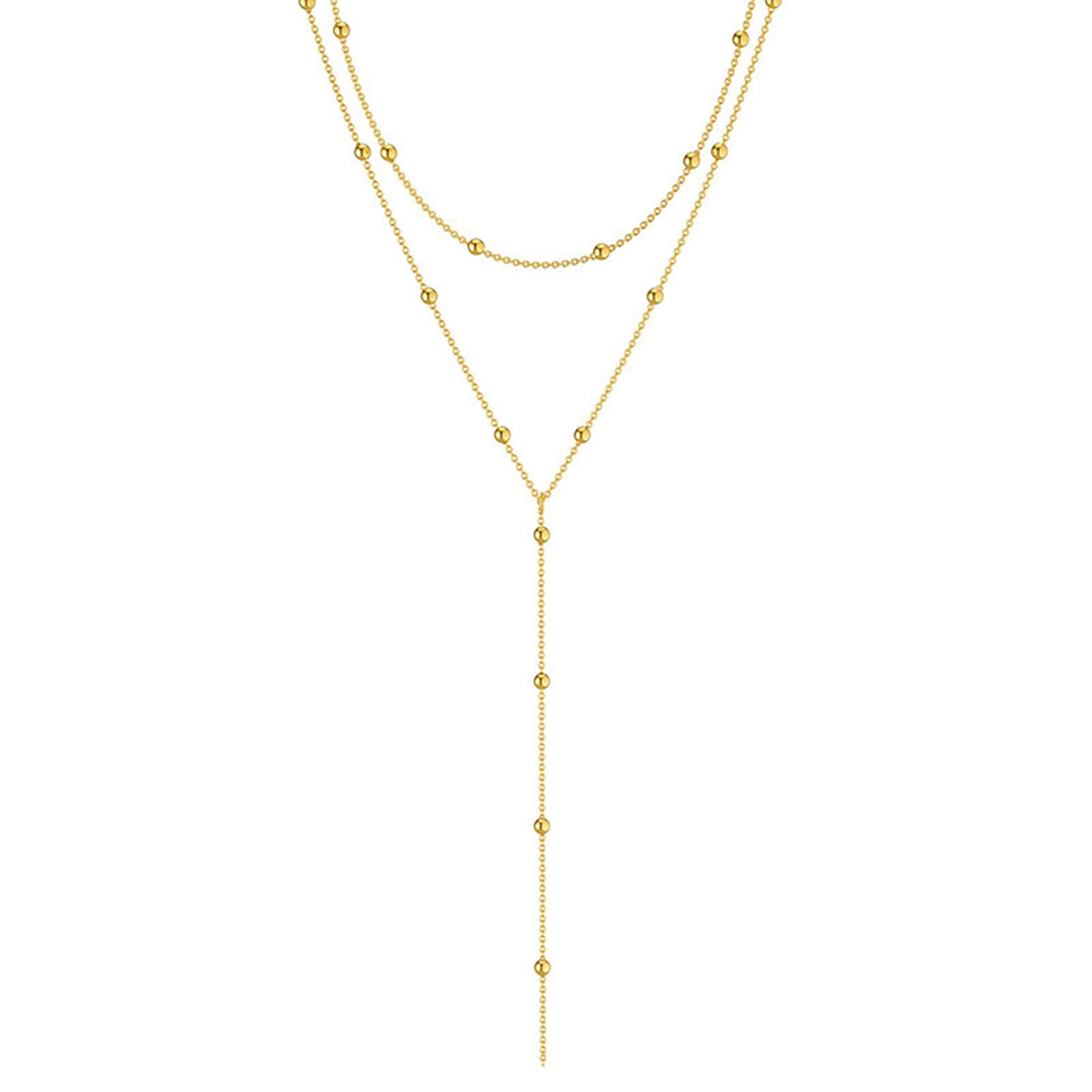 Layered Bead Y Necklace