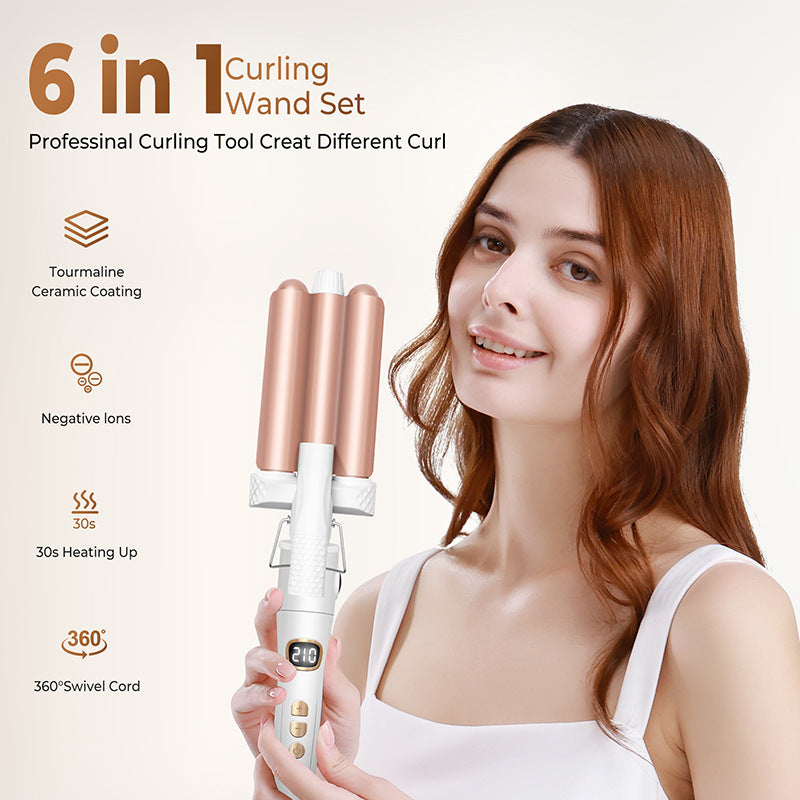 6-in-1 Ceramic Hair Curling Wand Set