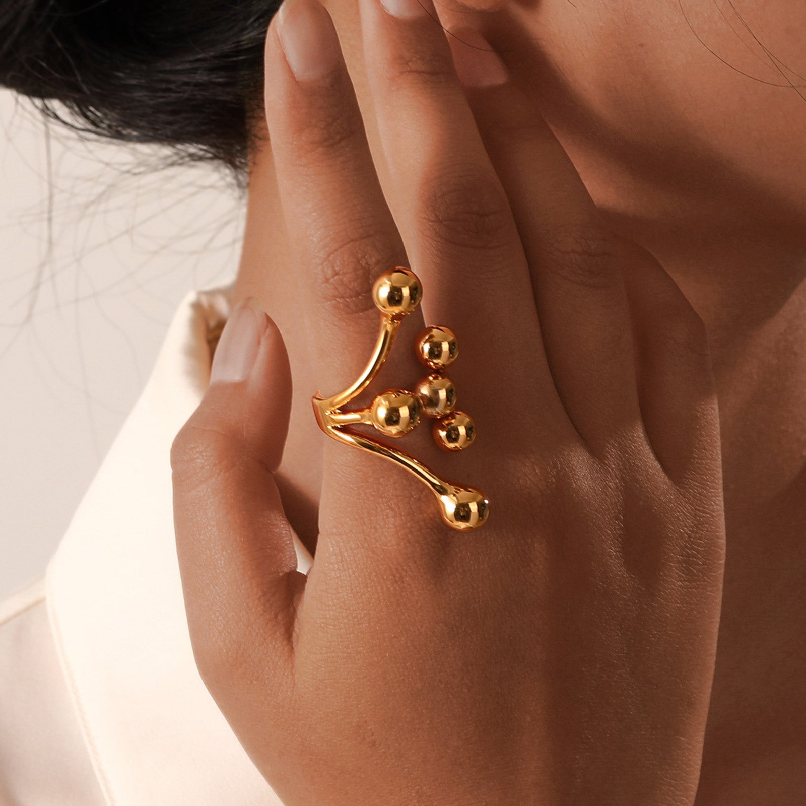 Statement Gold Ball Ring