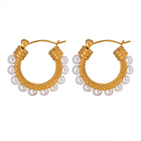 Regal Pearl Hoop Earrings