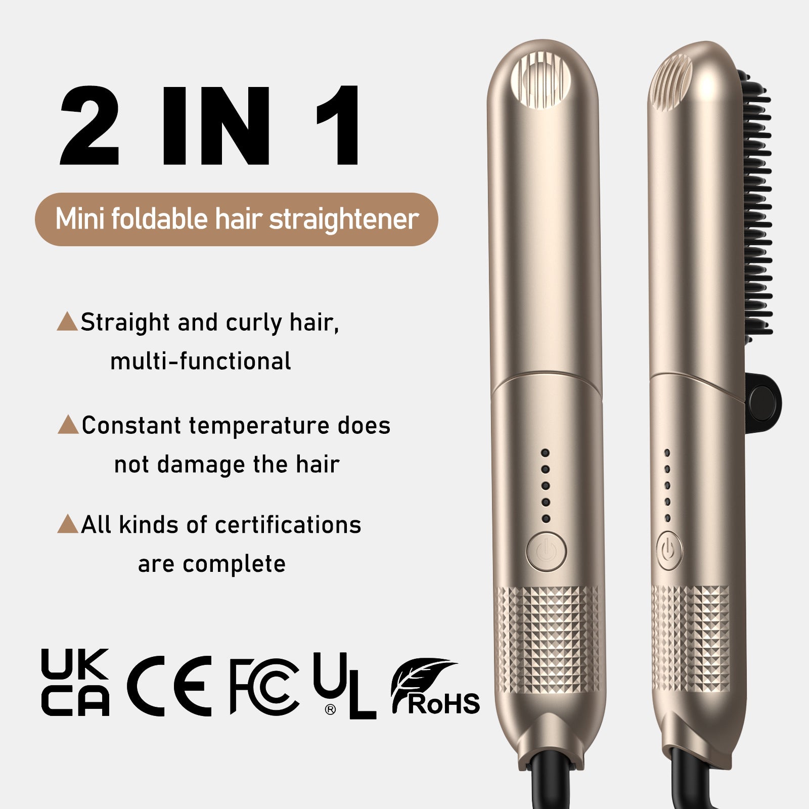 2-in-1 Mini Foldable Hair Straightener