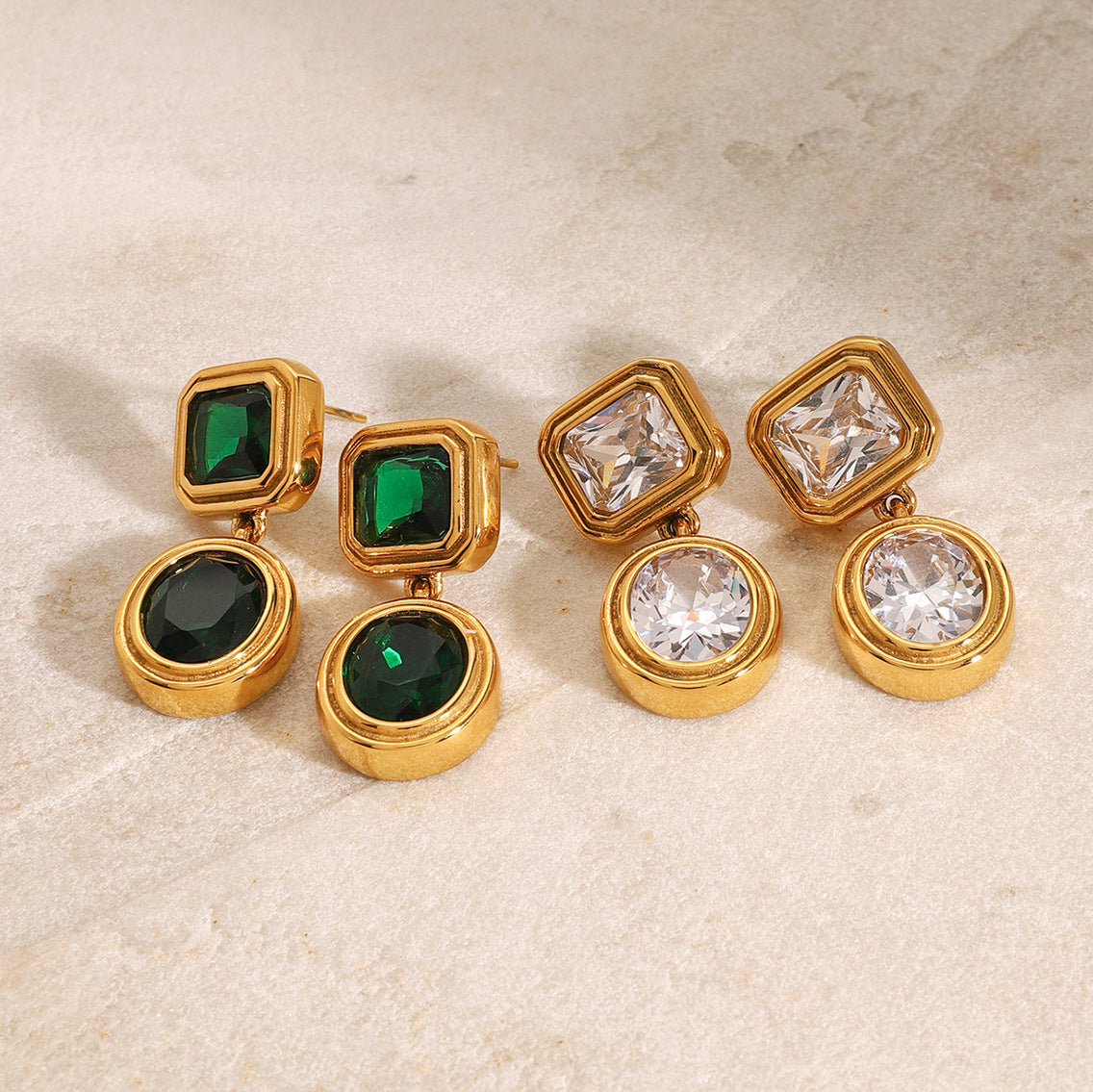 Emerald-Cut Drop Earrings