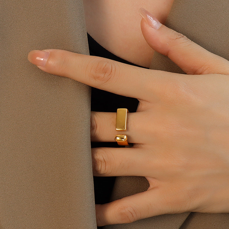 Golden Dual-Shape Open Ring