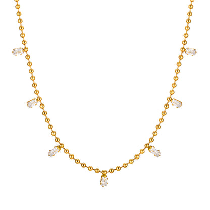 Zircon Drop Bead Necklace
