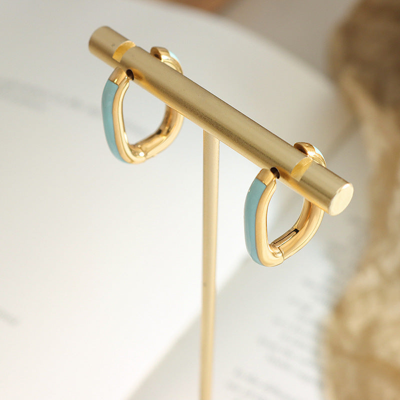 Color Enamel Hug Hoop Earrings