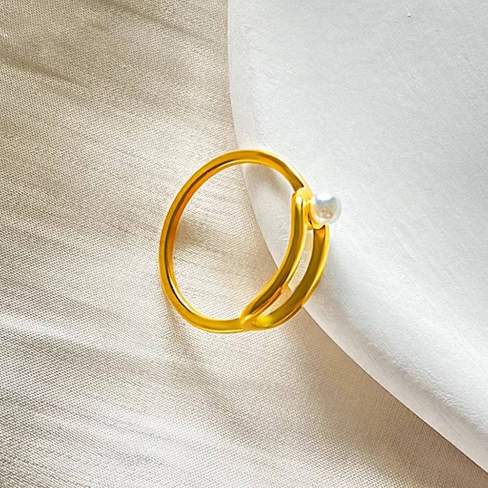 Open Band Pearl Ring