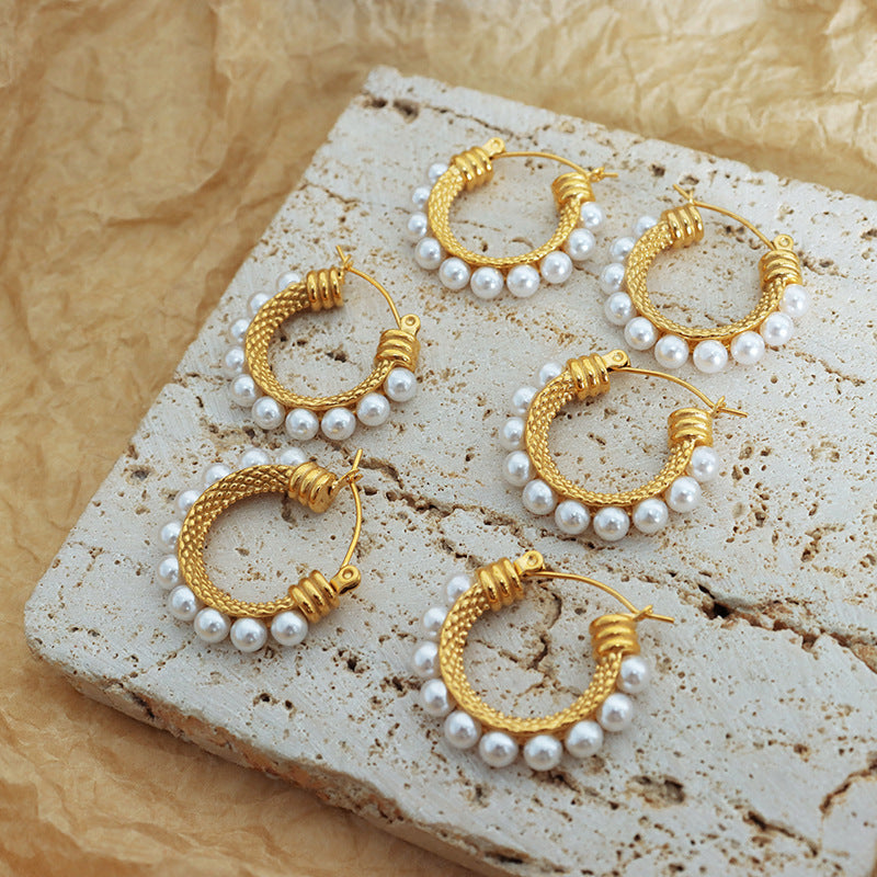 Regal Pearl Hoop Earrings