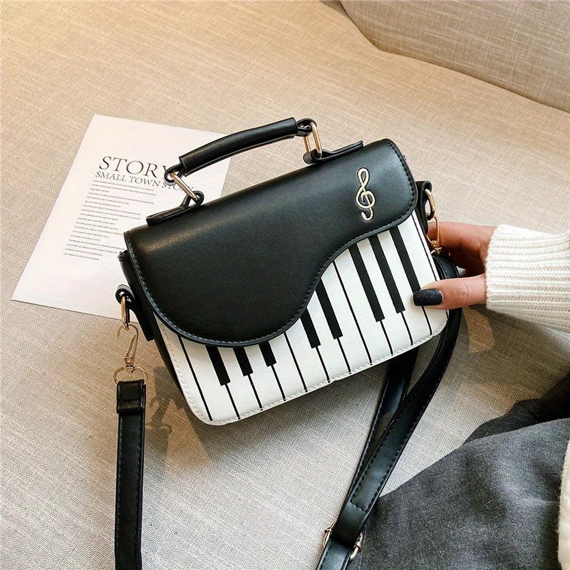 Pina Women's Crossbody Bag | PU Leather, Piano Keys Print 3