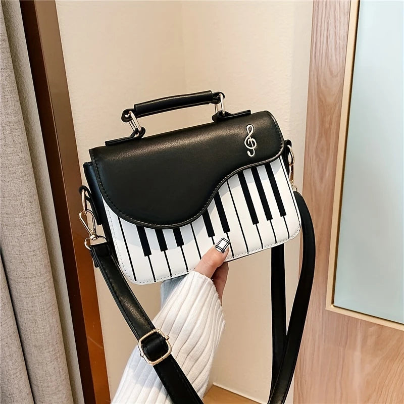 Pina Women's Crossbody Bag | PU Leather, Piano Keys Print 4