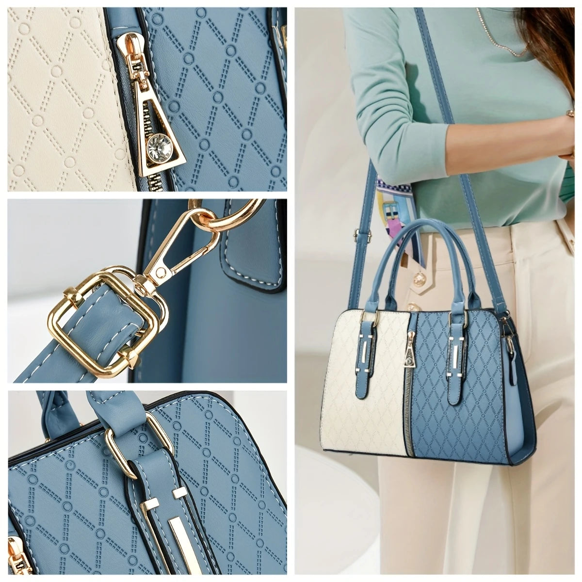 Quinn Women's Box Bag | Premium PU Leather, Quilted Design 8