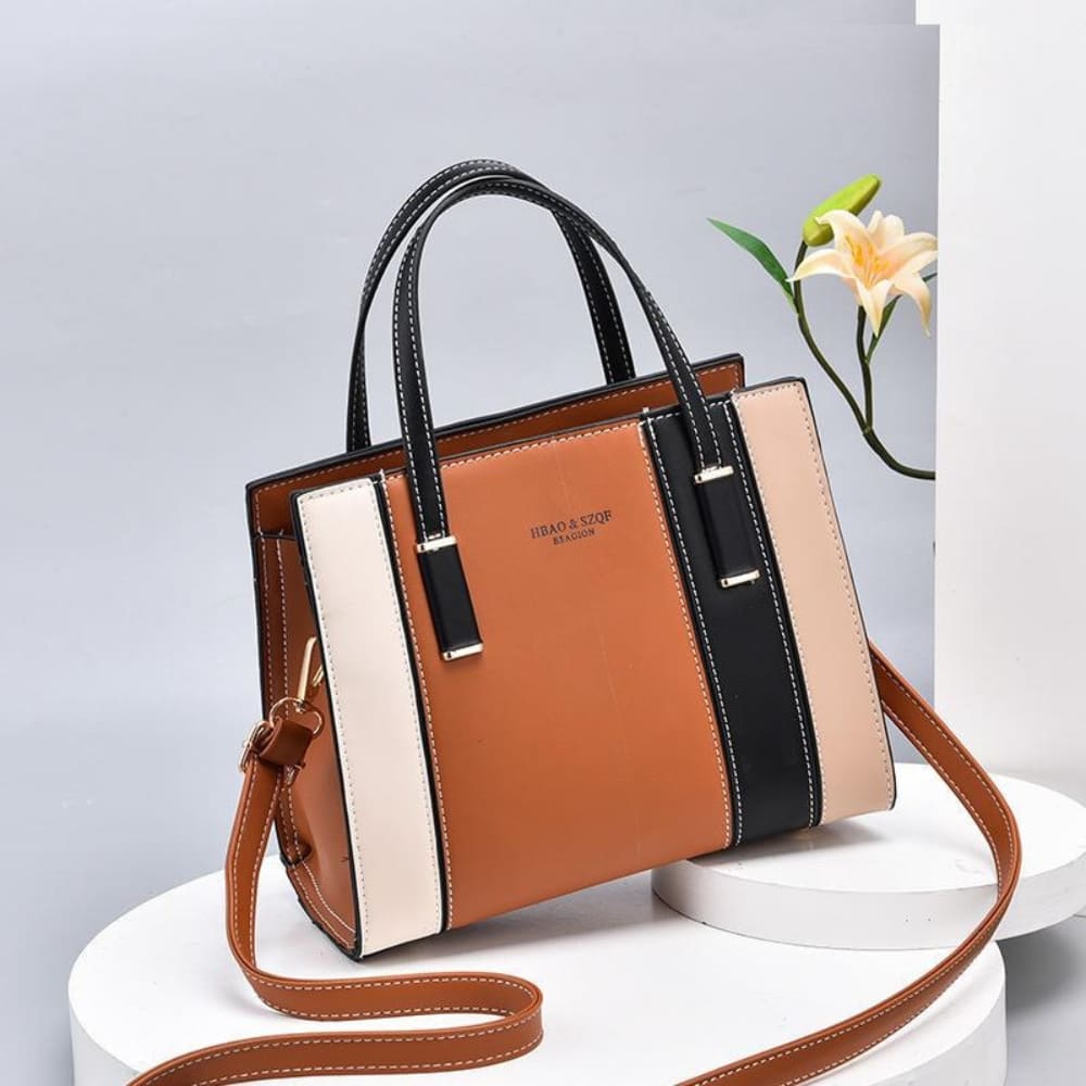 Sienna Women's Shoulder Bag | Premium PU Leather, Color Block Stripes 0