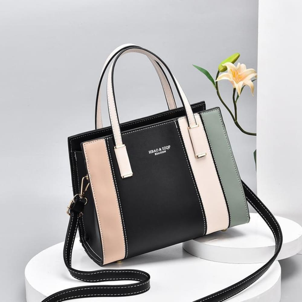 Sienna Women's Shoulder Bag | Premium PU Leather, Color Block Stripes 1