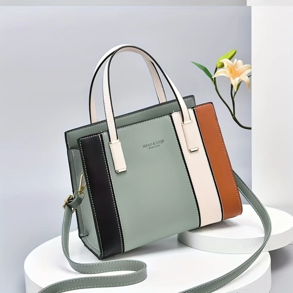 Sienna Women's Shoulder Bag | Premium PU Leather, Color Block Stripes 2