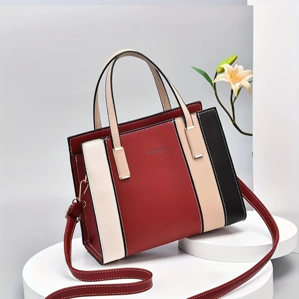 Sienna Women's Shoulder Bag | Premium PU Leather, Color Block Stripes 4