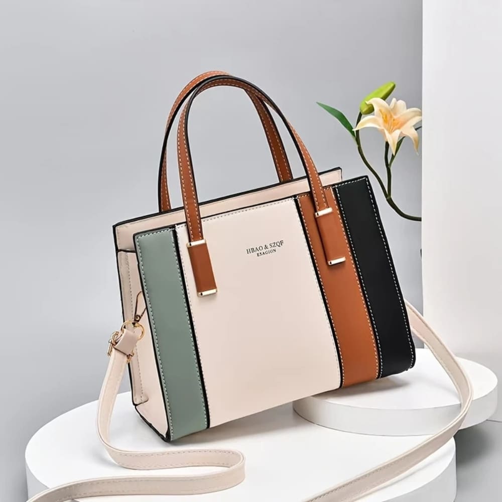 Sienna Women's Shoulder Bag | Premium PU Leather, Color Block Stripes 5