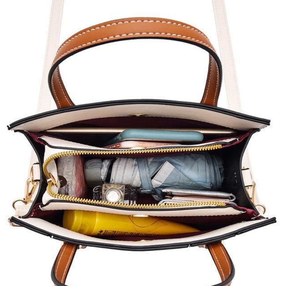 Sienna Women's Shoulder Bag | Premium PU Leather, Color Block Stripes 6