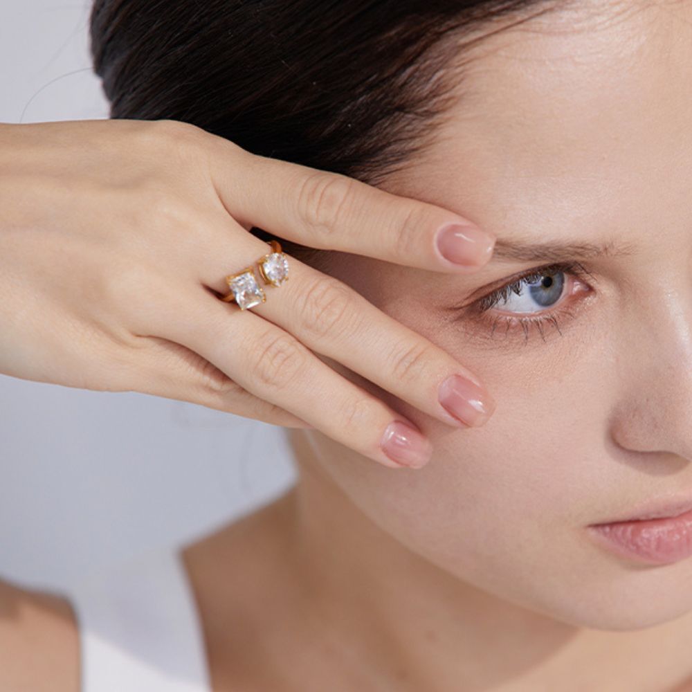 Woman gold plated ring. Father and Daughter Jewelry.