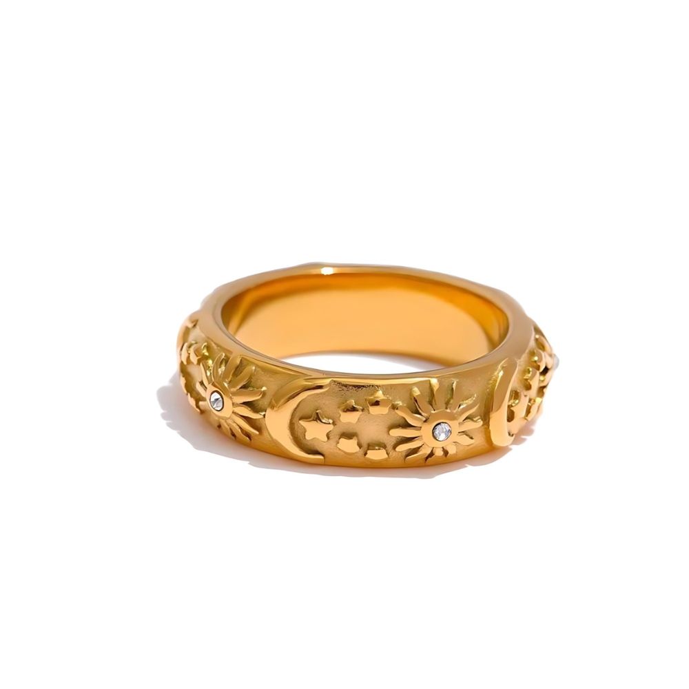 Woman gold plated ring. Father and Daughter Jewelry.