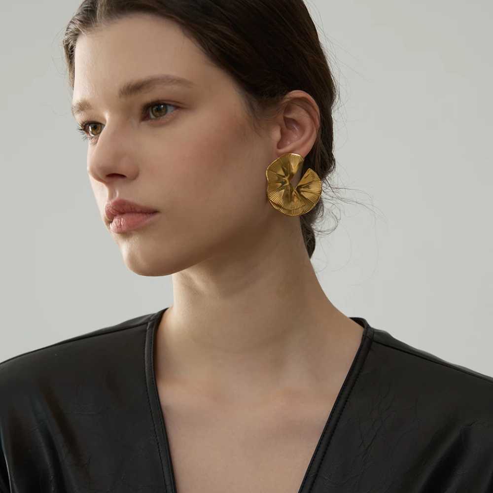 Woman’s gold plated earrings. Father and Daughter Jewelry.