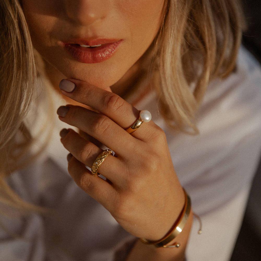 Woman gold plated ring. Father and Daughter Jewelry.