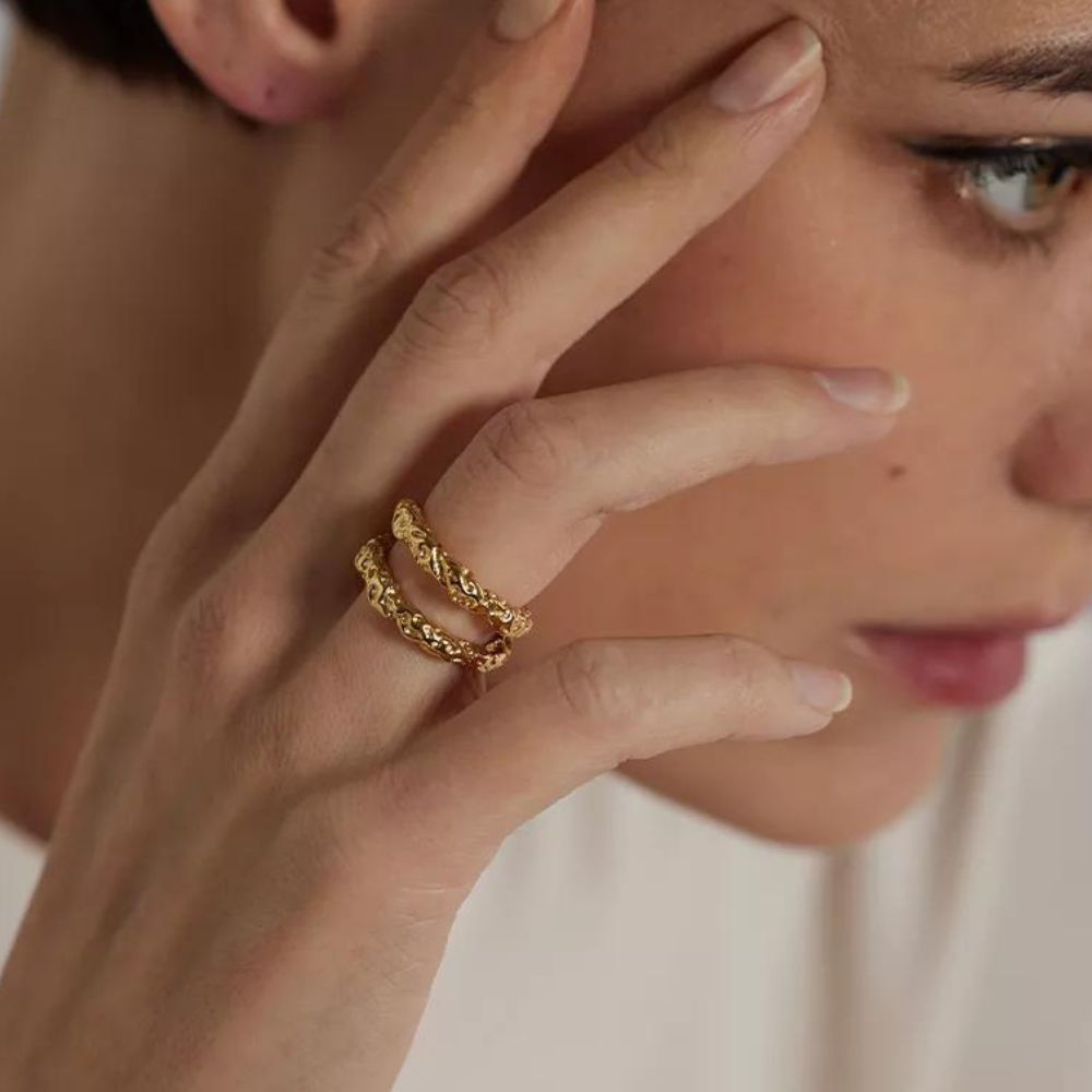 Woman’s gold plated ring. Father and Daughter Jewelry.