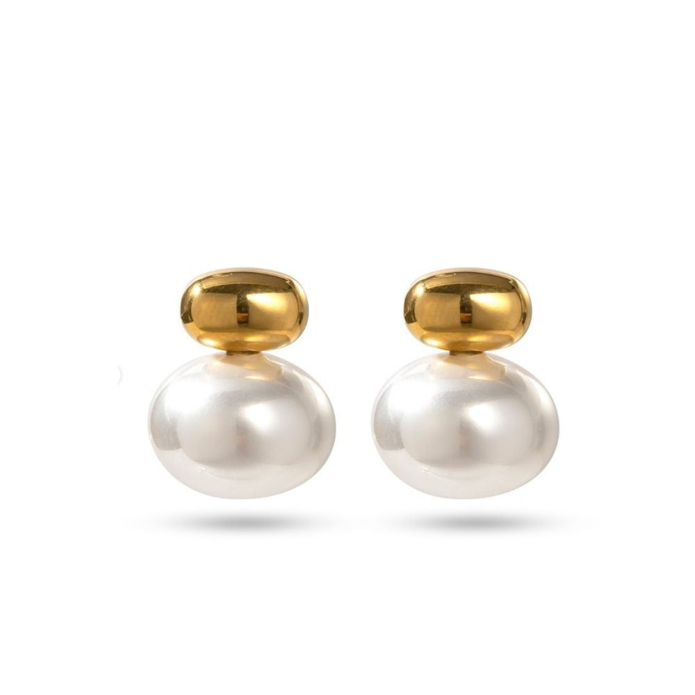 Woman’s gold plated pearl earrings. Father and Daughter Jewelry.