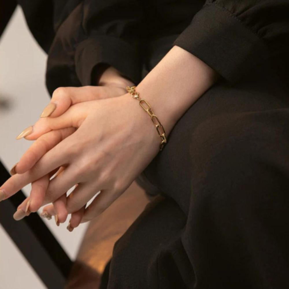 Woman’s gold plated bracelet. Father and Daughter Jewelry.