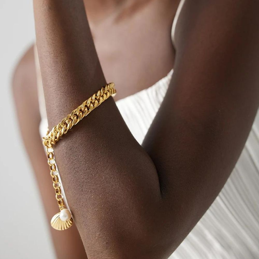 Woman’s gold plated bracelet. Father and Daughter Jewelry.