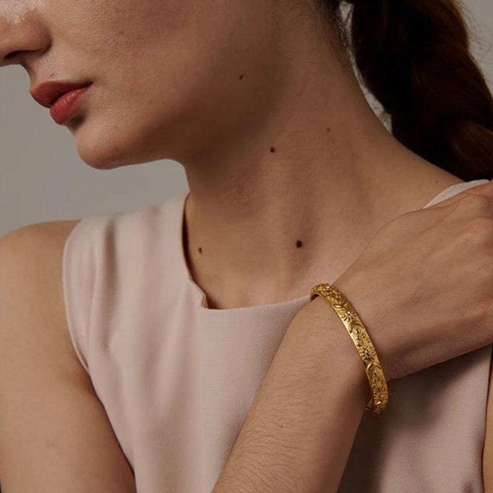 Woman gold plated bracelet. Father and Daughter Jewelry.