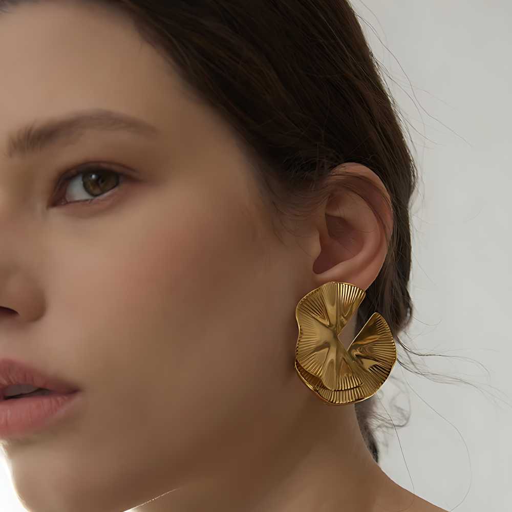 Woman’s gold plated earrings. Father and Daughter Jewelry.