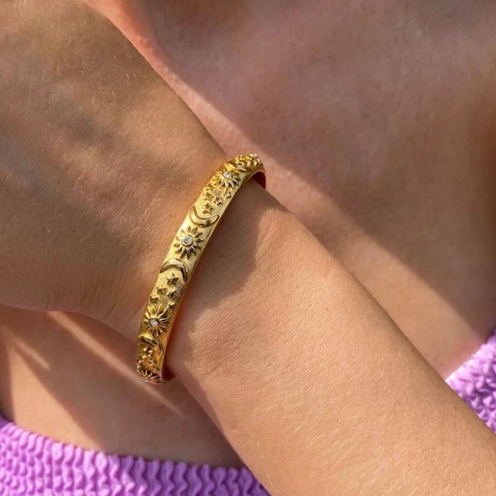 Woman gold plated bracelet. Father and Daughter Jewelry.