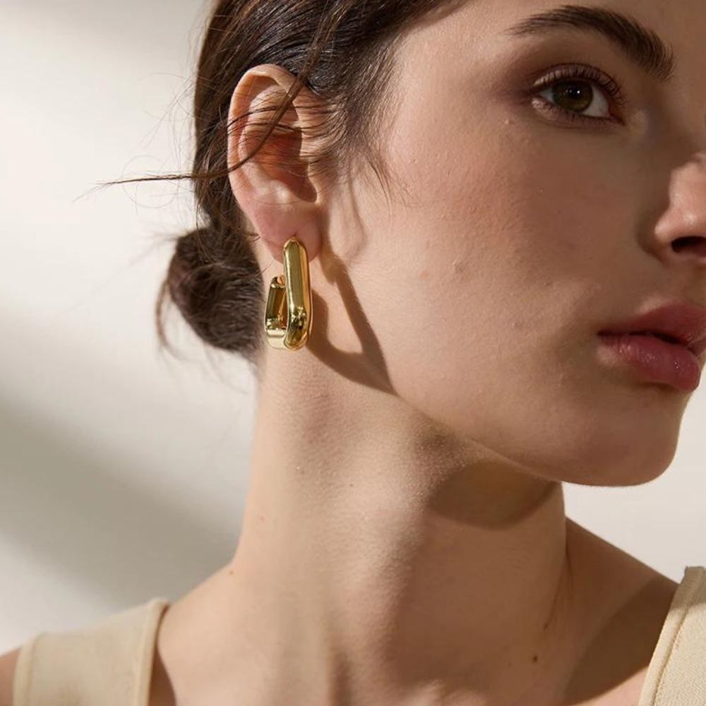 Woman gold plated earrings. Father and Daughter Jewelry.