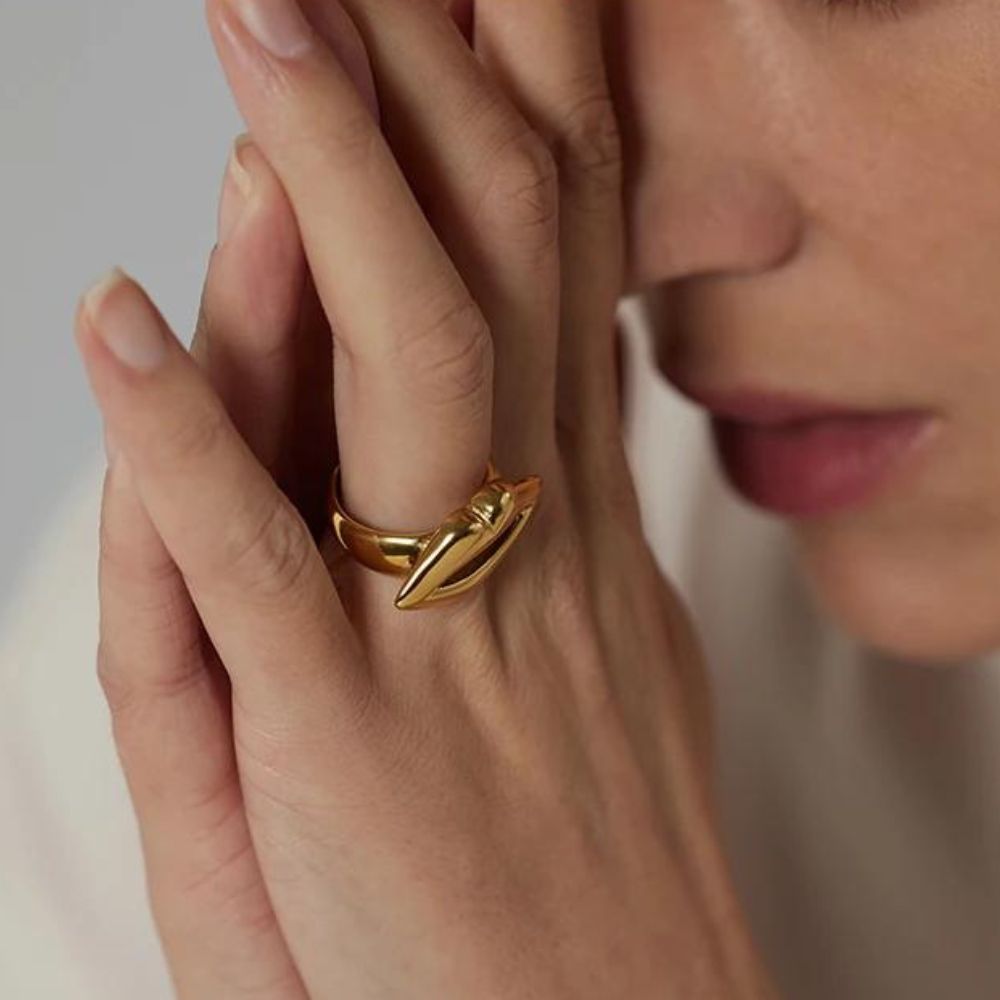 Woman’s gold plated ring. Father and Daughter Jewelry.