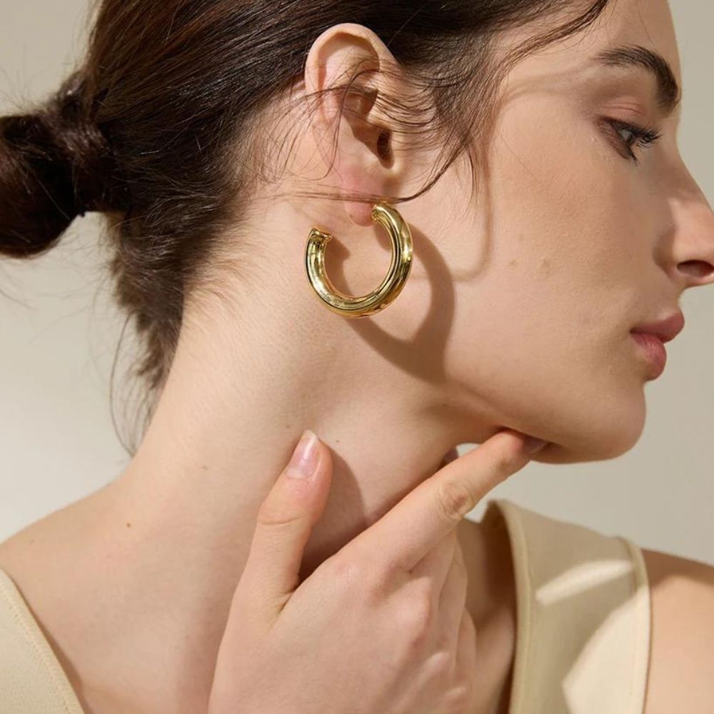 Woman gold plated earrings. Father and Daughter Jewelry.