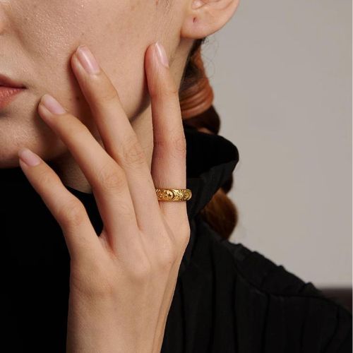 Woman gold plated ring. Father and Daughter Jewelry.